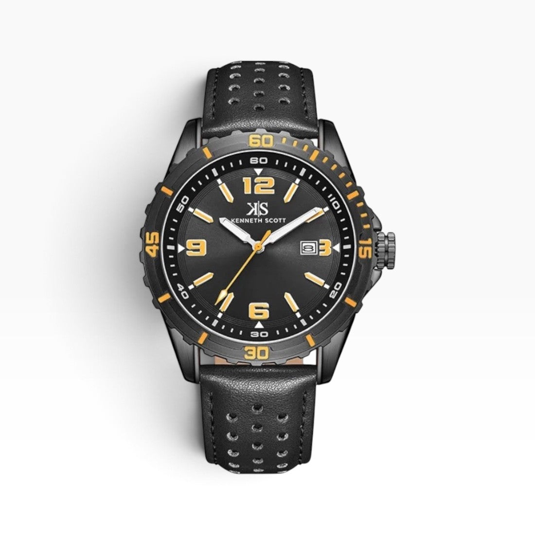 KENNETH SCOTT -  43 mm Men's Leather Analog Watch