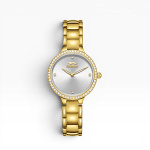 SLAZENGER Women's Analog Silver Dial Watch - Gold
