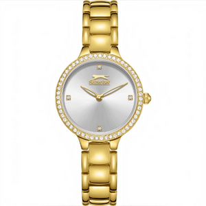 SLAZENGER Women's Analog Silver Dial Watch - Gold