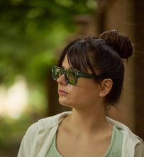 Load image into Gallery viewer, Sefsan Evolution sunglasses with tortoise frame and transparent green smoke lenses, unisex design, and stylish modern look for daily wear women side view 
