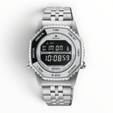 SUL EXTRAS Seiko Rotocall digital watch with a silver stainless steel case, multi-link bracelet, and rotating bezel.