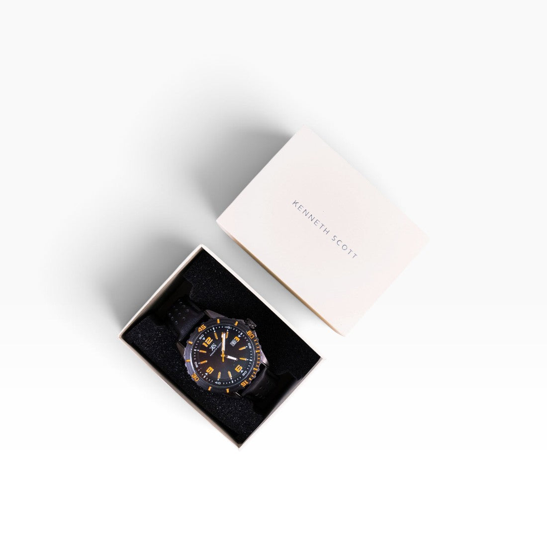 KENNETH SCOTT -  43 mm Men's Leather Analog Watch