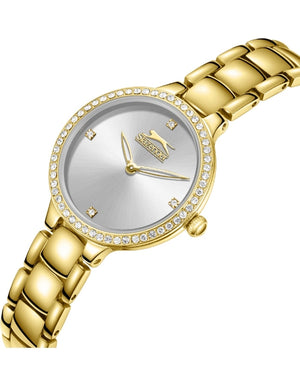 SLAZENGER Women's Analog Silver Dial Watch - Gold