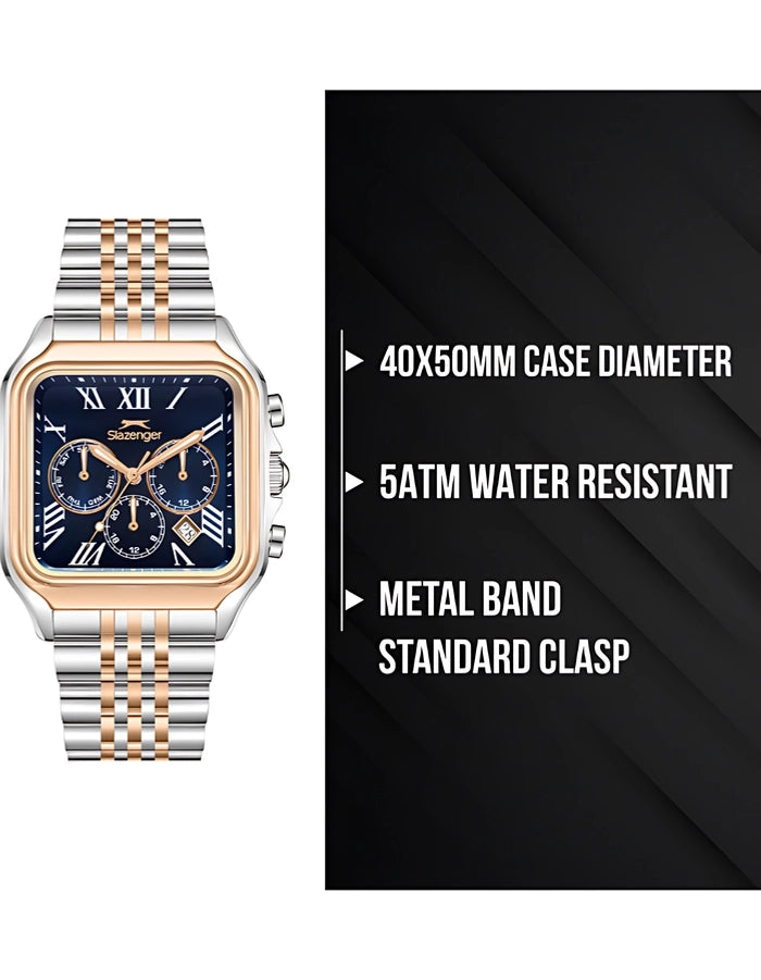 Slazenger Men's Watch, Multifunction Display and Metal Strap