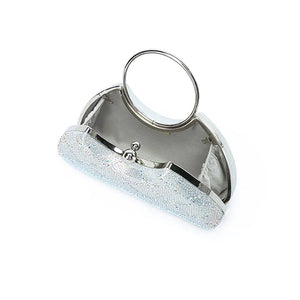 Elegant Fyor AD 138 silver faux leather clutch featuring spacious for keeping essentials and compact elegant style top view 