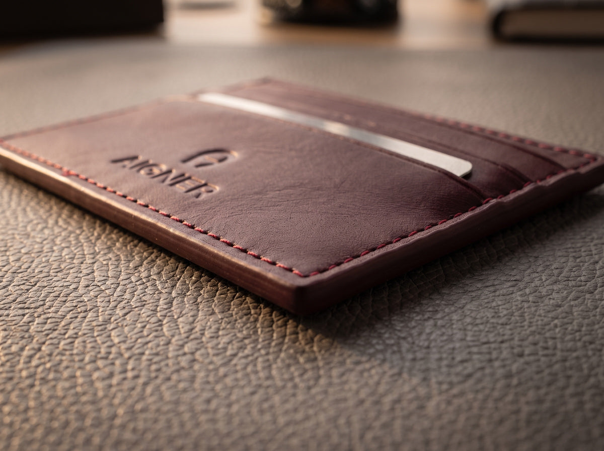 Aigner | Slim Burgundy Leather Card Holder