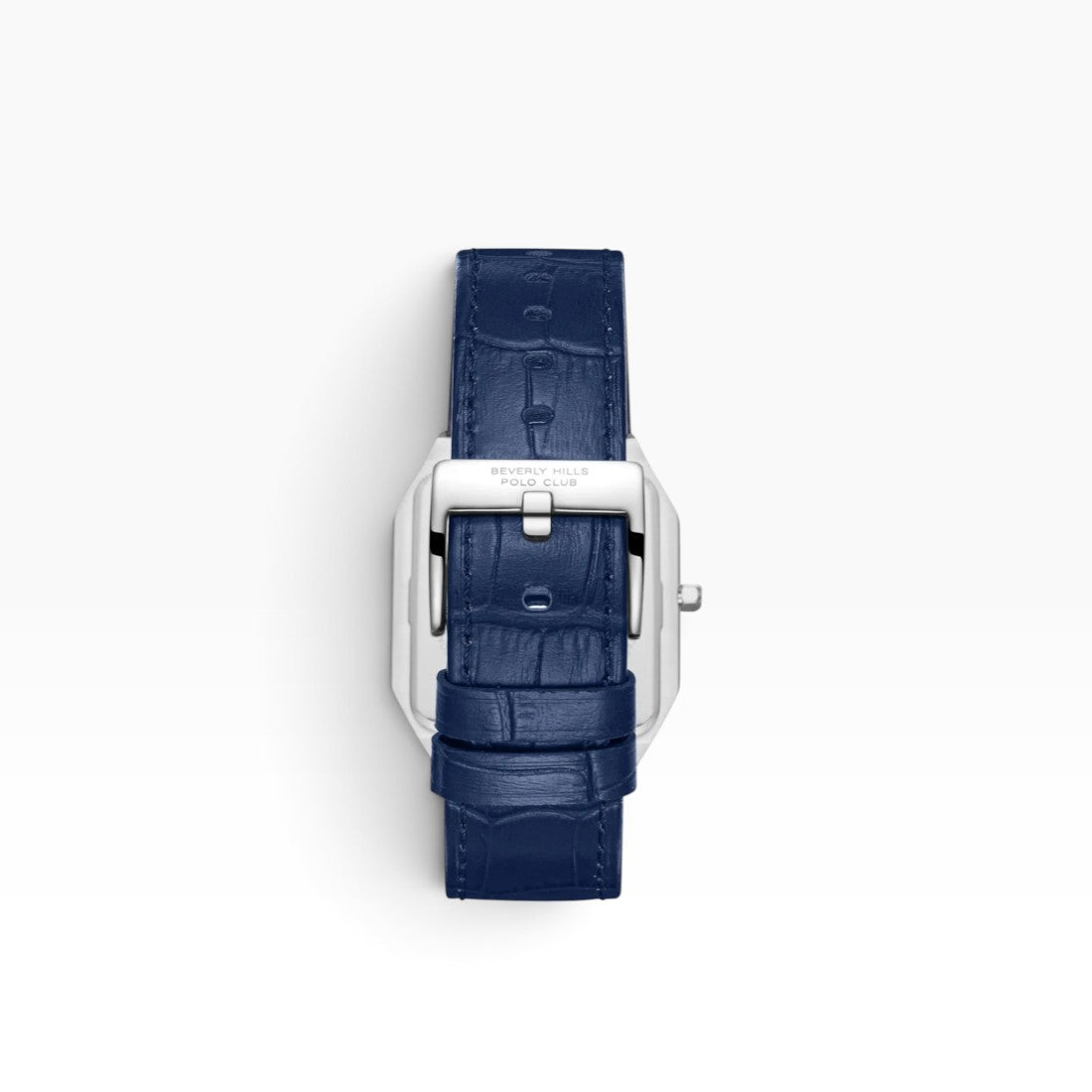 Beverly Hills Polo Club Slim Tech 5 | Midnight Blue Octagonal Silver Watch with Blue Leather Strap — 38mm
