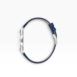 Beverly Hills Polo Club Slim Tech 5 | Midnight Blue Octagonal Silver Watch with Blue Leather Strap — 38mm