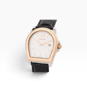 Aigner Verona | White Mother-of-Pearl Tonneau Rose Gold & Silver Watch — 37×44mm