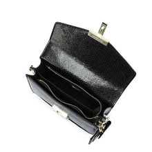 تحميل الصورة إلى عارض المعرض، Fyor Chic Design Handbag BD 139 with stud closure and spacious compartments black color top view 

