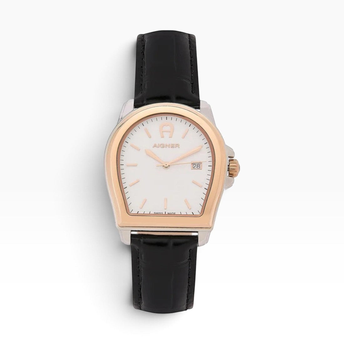 Aigner Verona | White Mother-of-Pearl Tonneau Rose Gold & Silver Watch — 37×44mm
