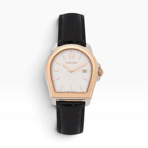 Aigner Verona | White Mother-of-Pearl Tonneau Rose Gold & Silver Watch — 37×44mm