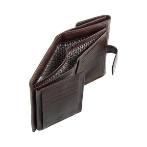 DUDU Amelia women’s Nappa leather wallet open view showing card holders, cash compartments, and zip pocket 