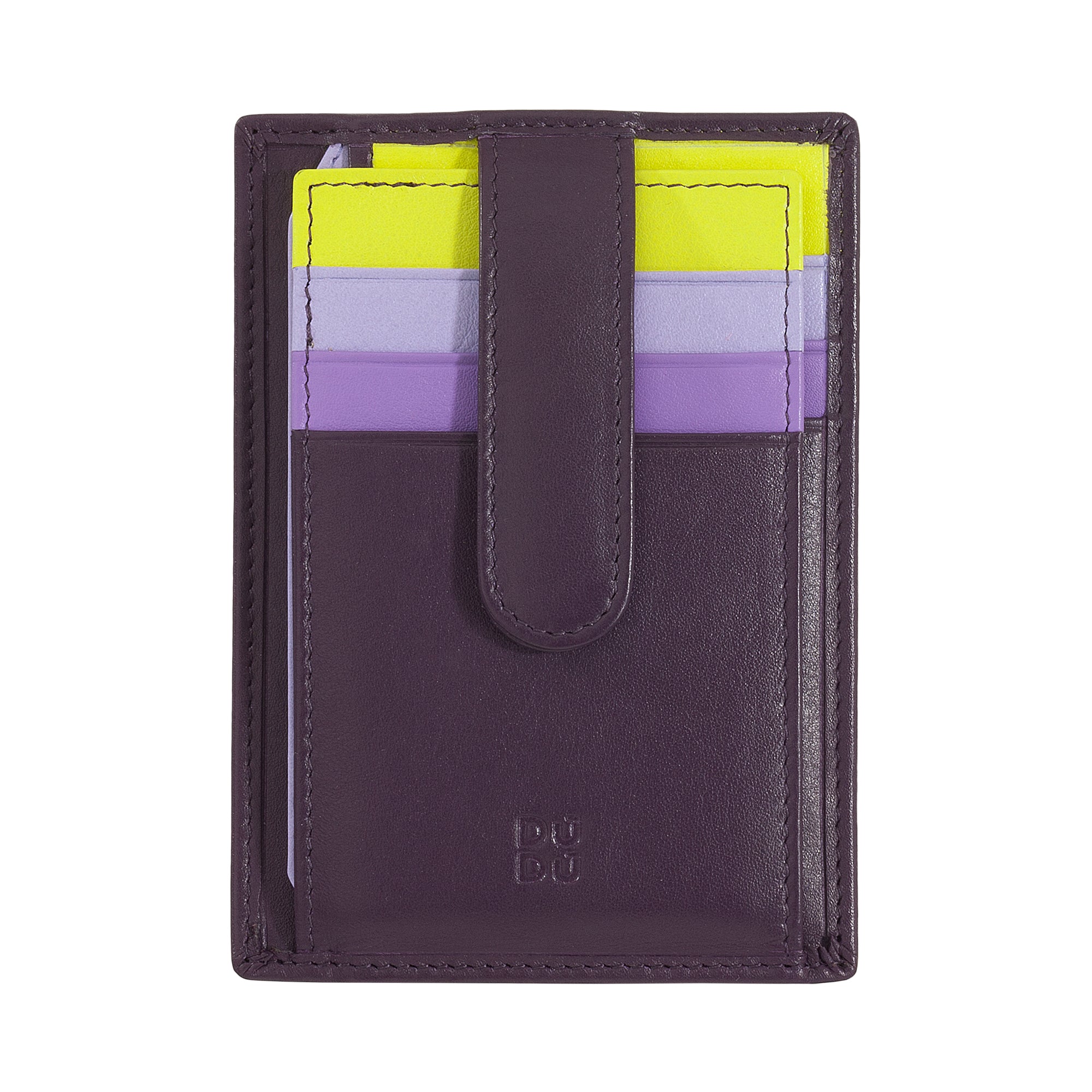 Dudu Timor compact unisex wallet made of soft calfskin leather featuring card slots and organized storage front 