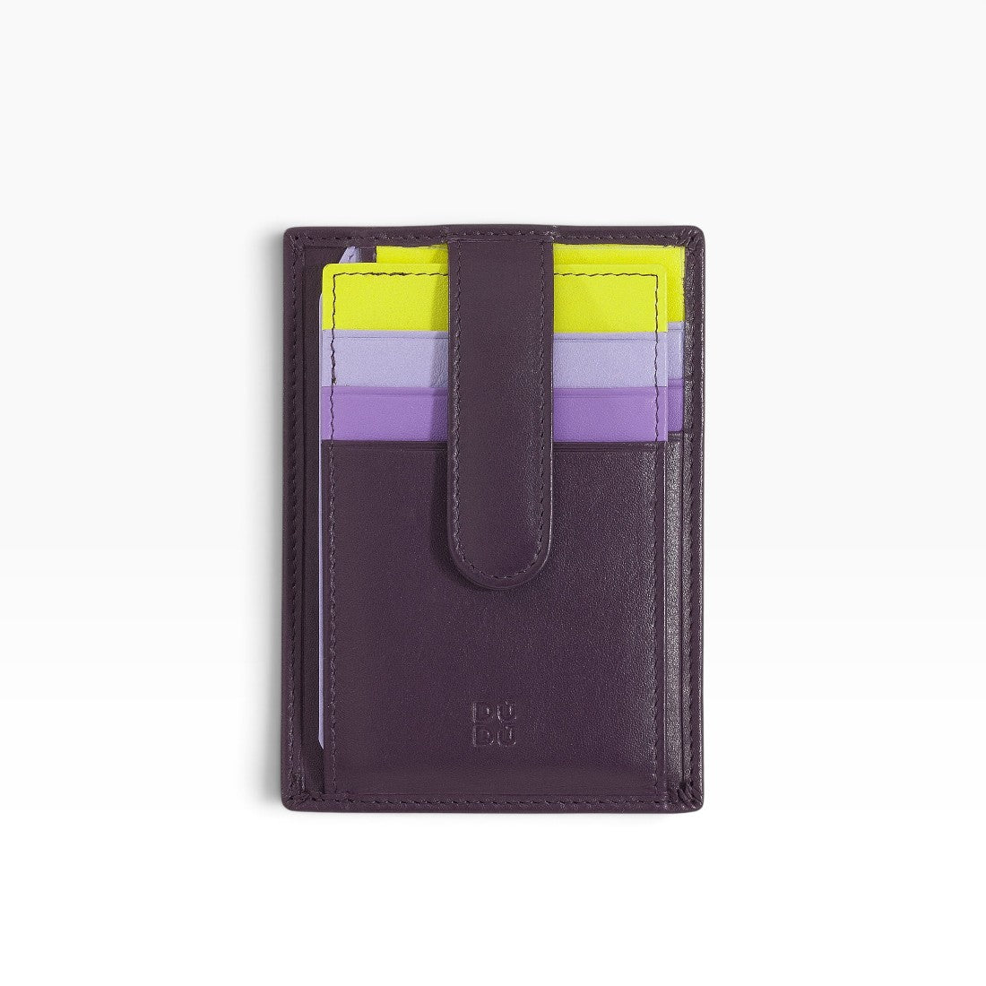 Dudu Timor compact unisex wallet made of soft calfskin leather featuring card slots and organized storage front