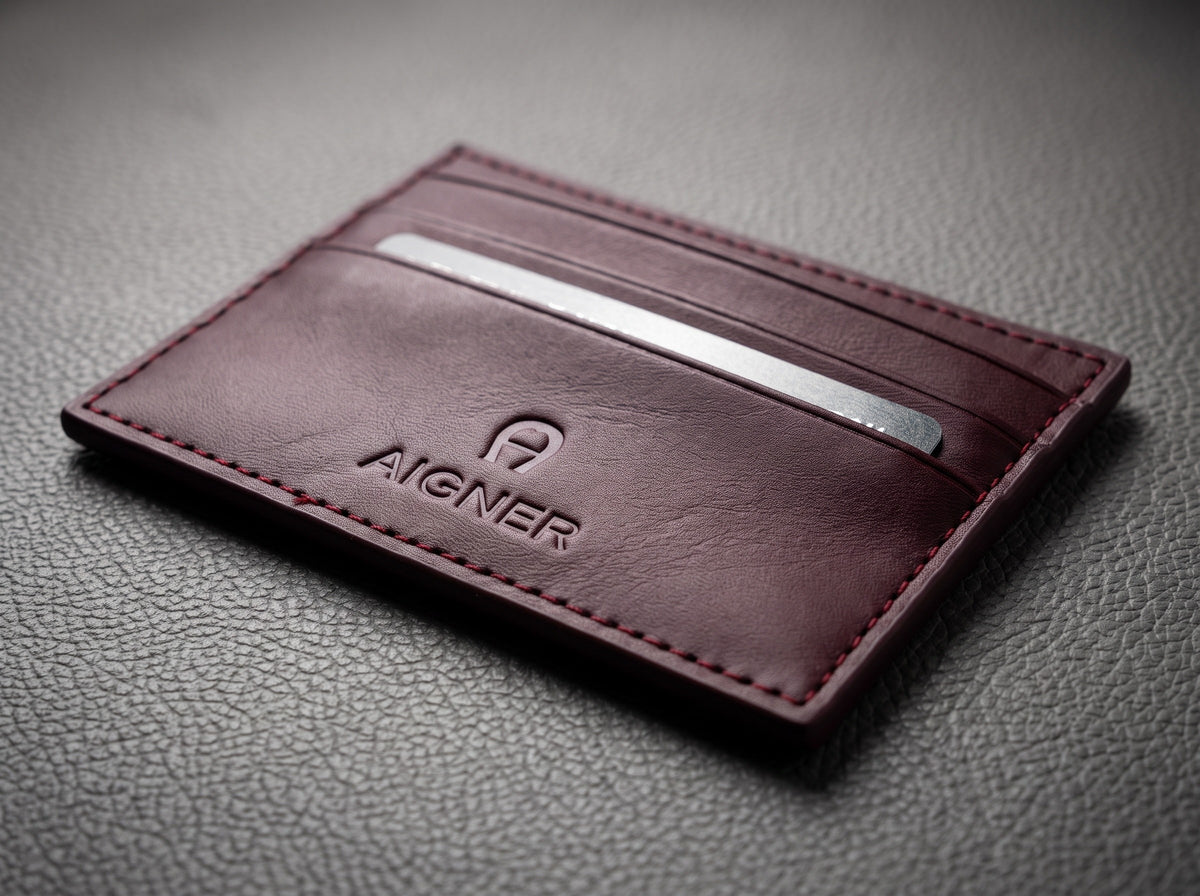 Aigner | Slim Burgundy Leather Card Holder