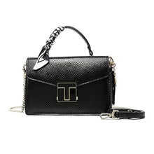 تحميل الصورة إلى عارض المعرض، Fyor Chic Design Handbag BD 139 snake-embossed PU leather stylish and sleek design front view black color 
