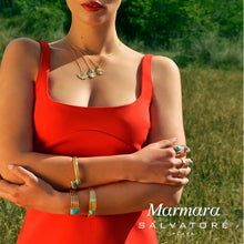 تحميل الصورة إلى عارض المعرض، Elegant silver 925 gold-plated necklace featuring oval turquoise, lightweight construction, and modern feminine design
