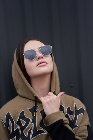 Sefsan unisex sunglasses with gold full-rim frame, smoke mirrored lenses, contemporary design, and comfortable fit for daily use premium style 