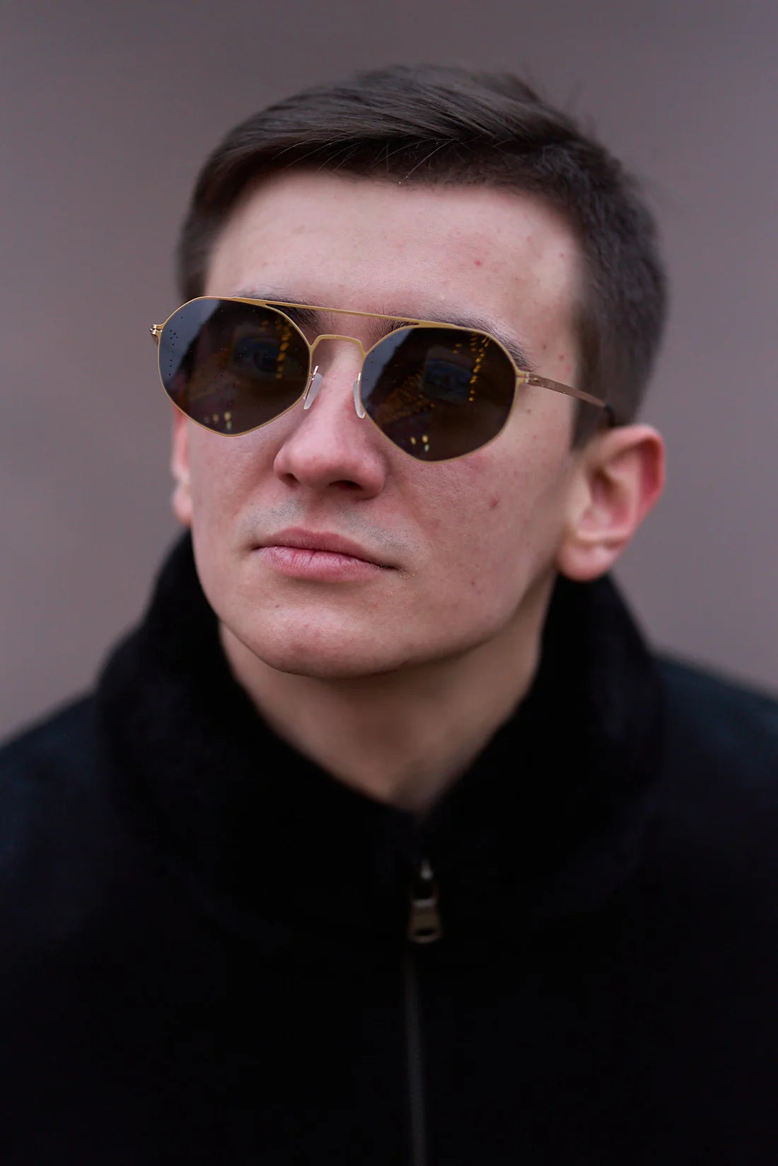 Sefsan unisex sunglasses with gold full-rim frame, smoke mirrored lenses, contemporary design, and comfortable fit for daily use