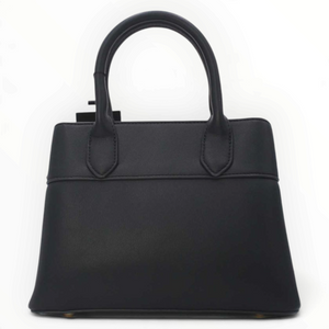 SUL EXTRAS Tom & Eva black structured handbag with twin top handles and decorative belt detail