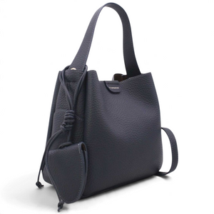 SUL EXTRAS Tom & Eva Noémie black grained synthetic bucket bag with knotted detailing and a hanging key charm