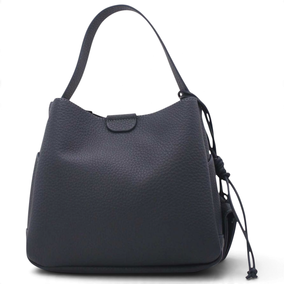 SUL EXTRAS Tom & Eva Noémie black grained bucket bag with knotted side detail and short handle