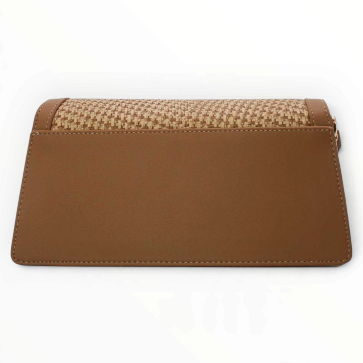 SUL EXTRAS Tom & Eva Riviera shoulder bag featuring a brown synthetic base and woven straw-effect flap with gold clasp