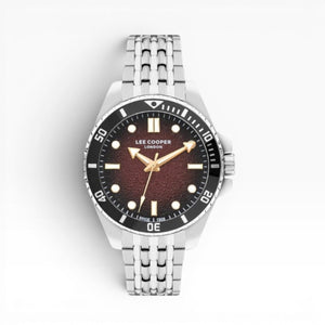 Lee Cooper London | Brown Diver-Style Silver Watch — 43mm