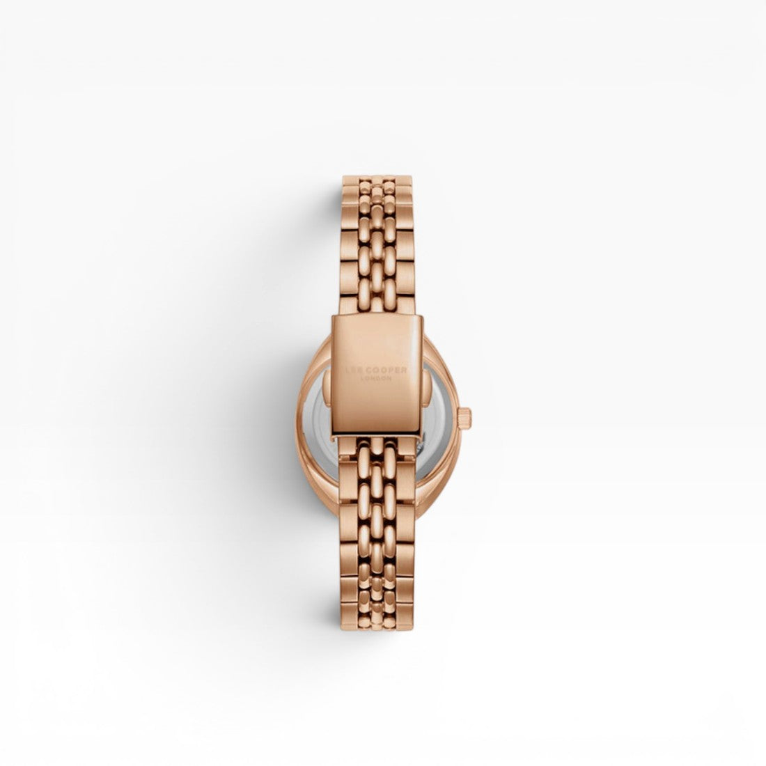 Lee Cooper London | Mocha Gradient Crystal-Set Oval Rose Gold Watch — 30×39mm