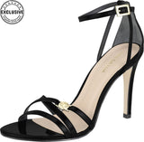 Elegant Luz Da Lua Laminati Ouro high heel shoes featuring metallic gold finish, sleek feminine silhouette, and sophisticated occasion style