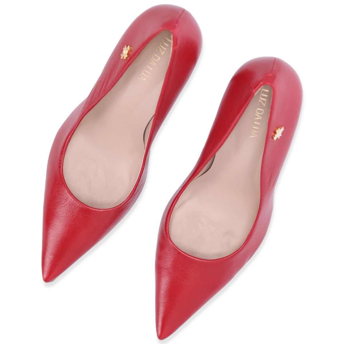 Luz Da Lua Sarra scarlet high heels with refined upper structure, sleek heel shape, and timeless feminine style for occasions
