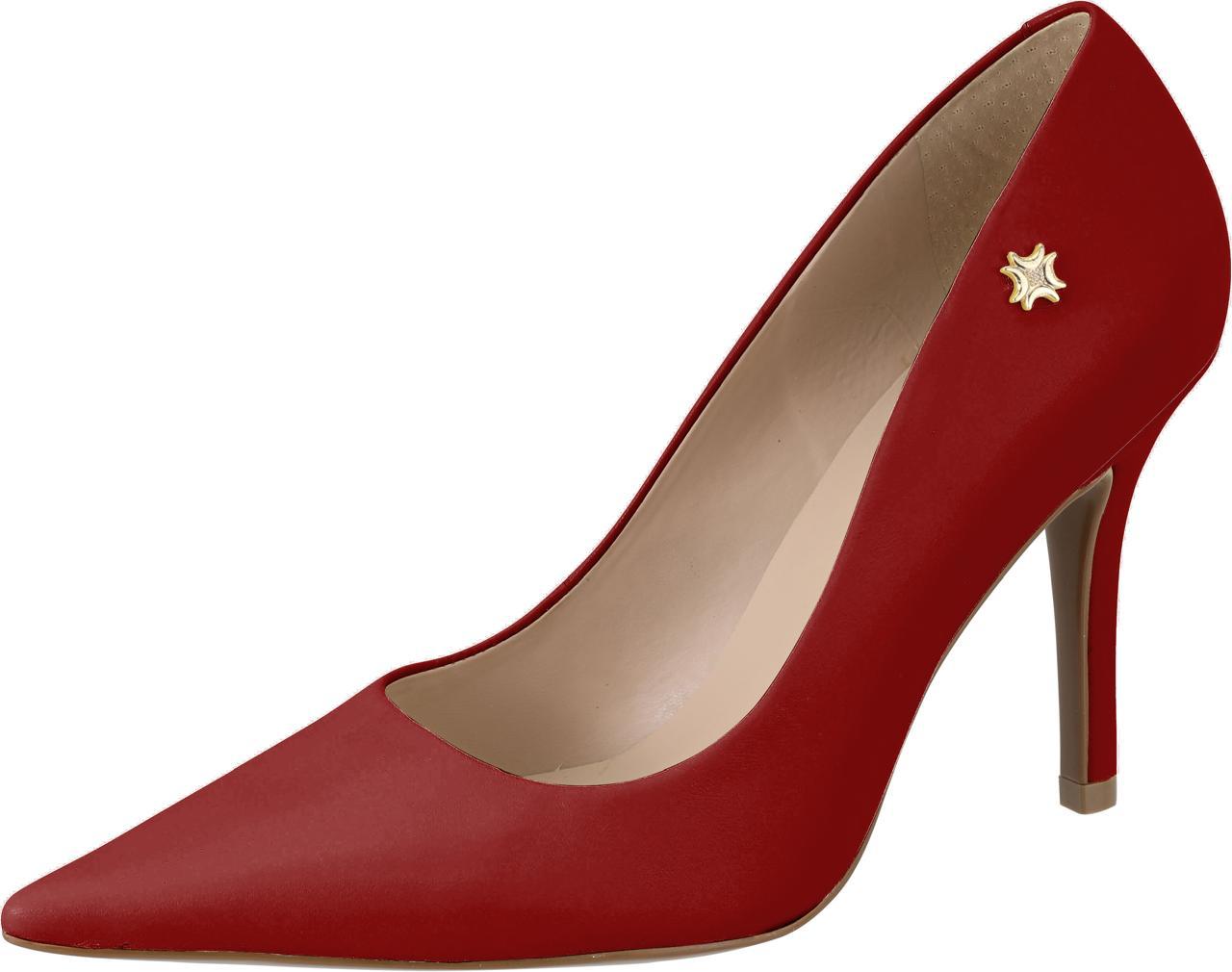 Luz Da Lua Sarra scarlet women’s heels with structured upper design, slim heel, and modern chic fashion style
