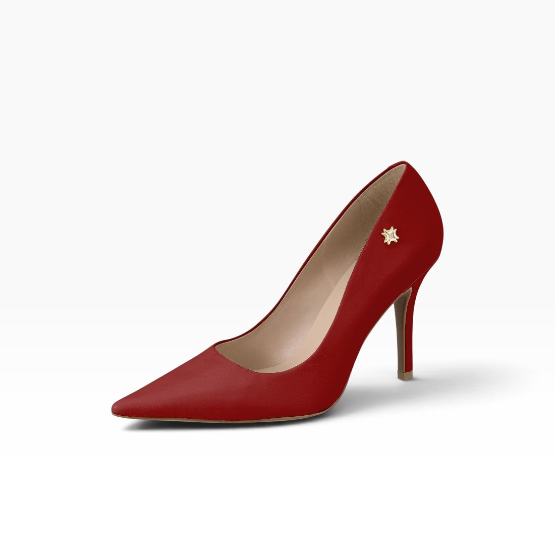 Luz Da Lua Sarra scarlet women’s heels with structured upper design, slim heel, and modern chic fashion style