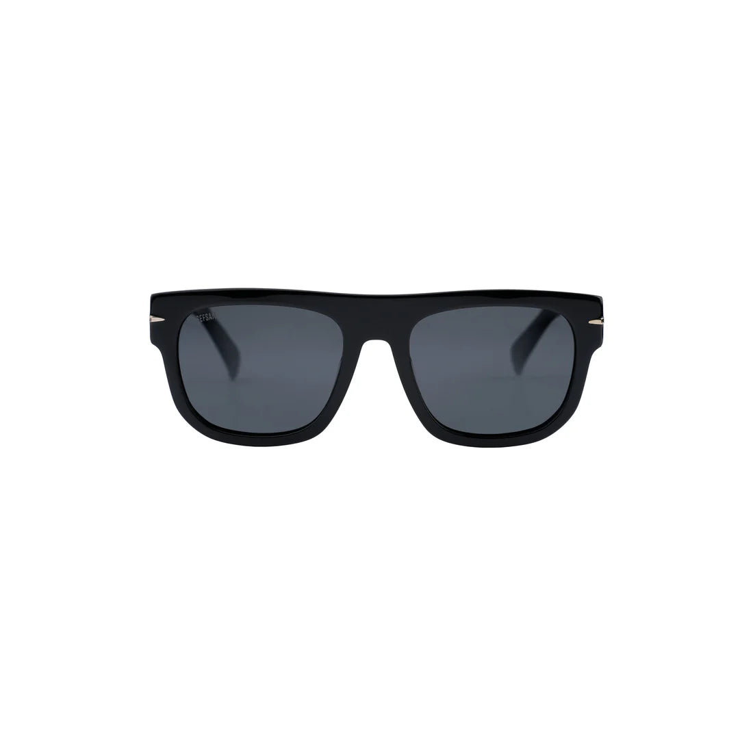 Sefsan Nehsan sunglasses with flat-top black frame, smoke lenses & unisex modern design front view