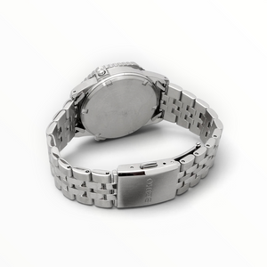 SUL EXTRAS Seiko Rotocall digital watch showing the stainless steel case back and multi-link bracelet clasp.