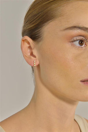 925 sterling silver gold-plated earrings with two pearls, minimalist elegant style, and polished handcrafted finish