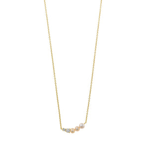 Gold-plated 925 silver necklace with three pearls, classic chain design, and sophisticated elegant look for everyday or evening wear