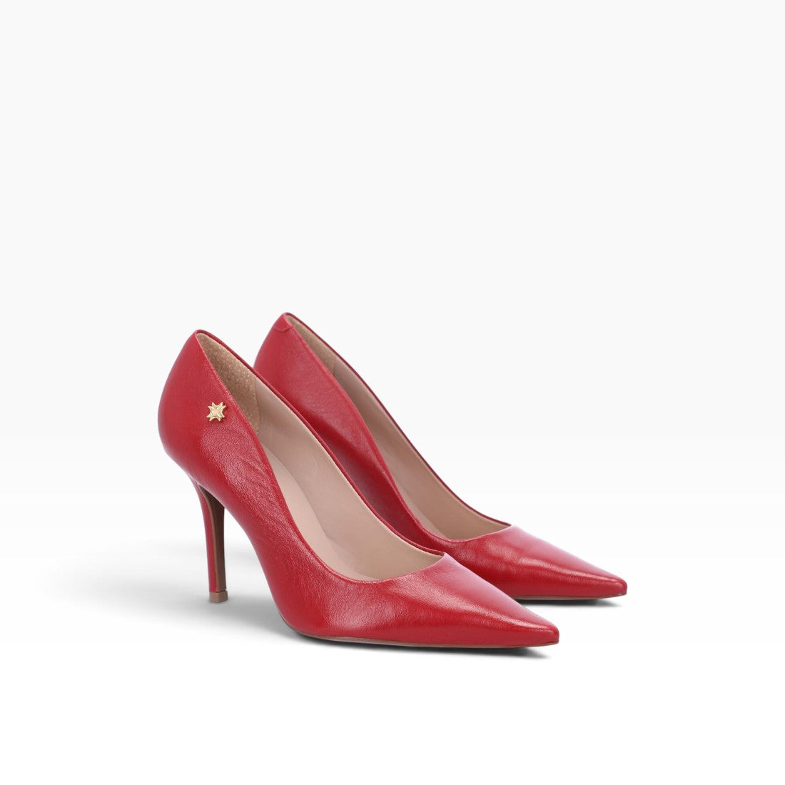 Stylish Luz Da Lua Sarra scarlet heels featuring premium leather upper, classic pointed toe, and comfortable elegant heel design