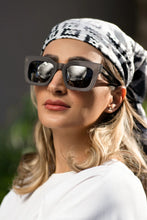 تحميل الصورة إلى عارض المعرض، Sefsan Crimpy sunglasses featuring dolphin grey acetate frame, smoke lenses, modern rectangular shape, and versatile unisex design model side view 
