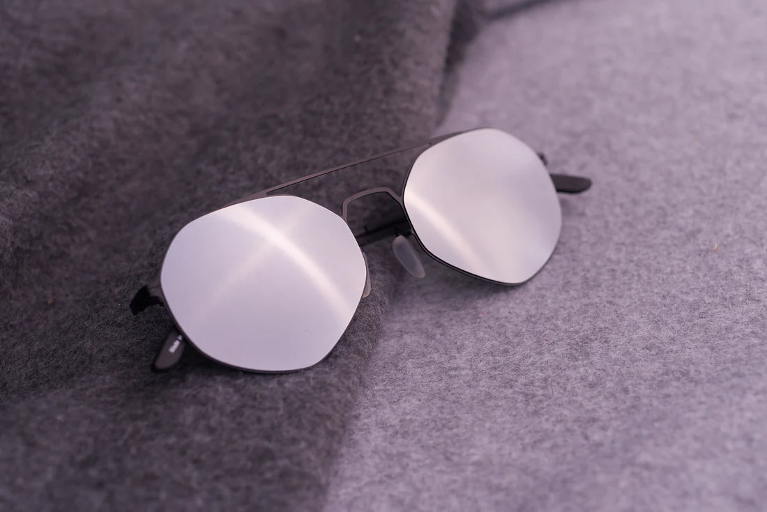 Sefsan black/silver sunglasses with matte metal frame, smoke tinted lenses, unisex design, and comfortable fit, front view 