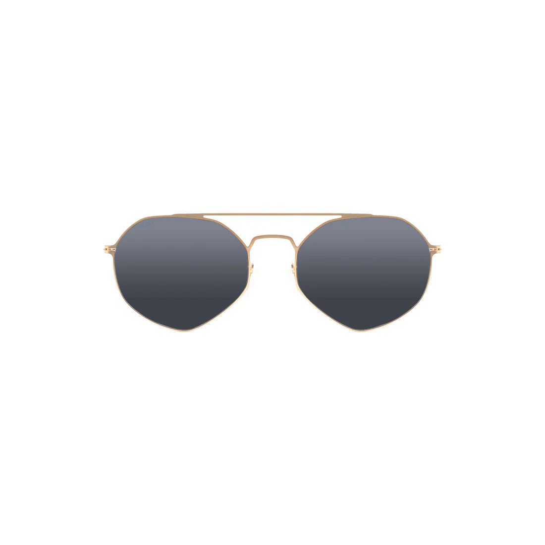Sefsan gold frame smoked lens sunglass featuring metal frame, stylish unisex design, and versatile everyday wear, front view 