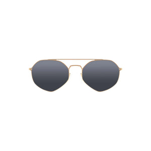 Sefsan gold frame smoked lens sunglass featuring metal frame, stylish unisex design, and versatile everyday wear, front view 