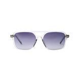 Unisex Sefsan BOBA transparent frame sunglasses featuring blue fade lenses, sleek contemporary design, and everyday casual style