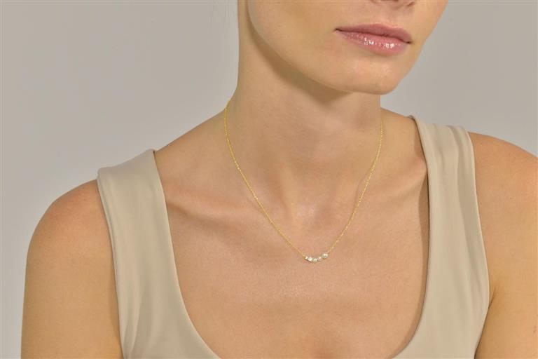 925 sterling silver gold-plated necklace with triple pearl accents, minimalist chic style, and polished handcrafted finish