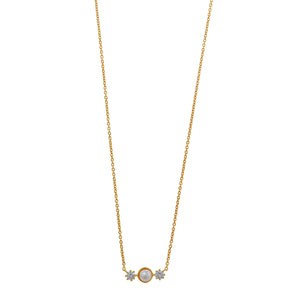 925 sterling silver gold-plated necklace with twin pearl accents, lightweight chain, and sophisticated feminine style