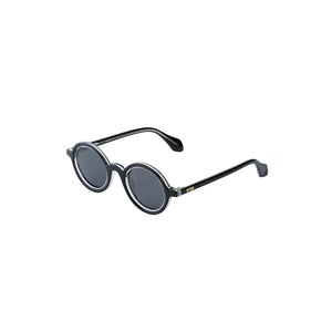 Sefsan Sphaira stylish sunglasses with transparent black frame, clear-smoke lenses, lightweight design, and unisex versatile look side view 