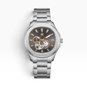SUL EXTRAS Beverly Hills Polo Club automatic watch with gunmetal dial, rose gold accents, and stainless steel bracelet.
