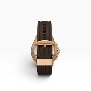 SUL EXTRAS Beverly Hills Polo Club watch featuring a dark espresso brown rubber strap and rose gold pin buckle