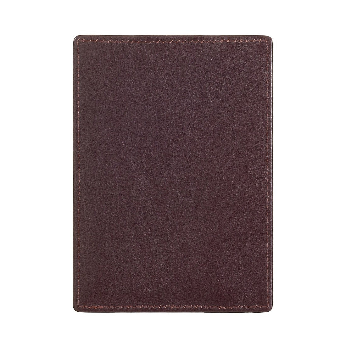 SUL EXTRAS Dudu card holder in deep burgundy leather with minimalist stitched edges for a professional look.